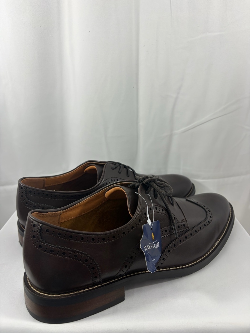 NWT Stafford Men’s Size 12 Brown Dress Shoes - Picture 6 of 10